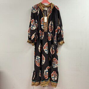 Flower Patch Boarder Print V-Neck Midi Dress - WC5492